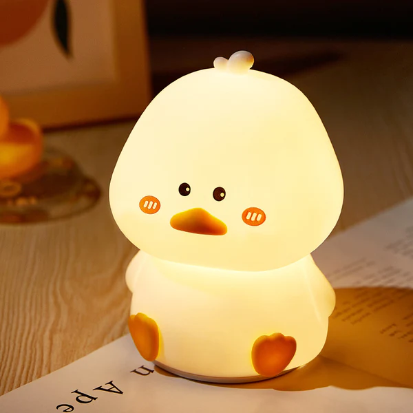 MyFluff 🦆 Squishy Silicone Shy Duck LED Night Light - Perfect Gift for Kids and Girls