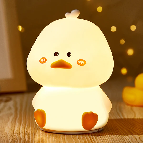 MyFluff 🦆 Squishy Silicone Shy Duck LED Night Light - Perfect Gift for Kids and Girls