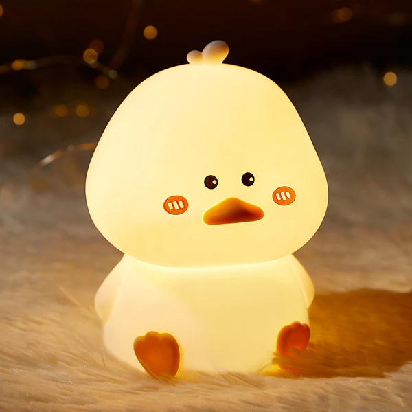 MyFluff 🦆 Squishy Silicone Shy Duck LED Night Light - Perfect Gift for Kids and Girls