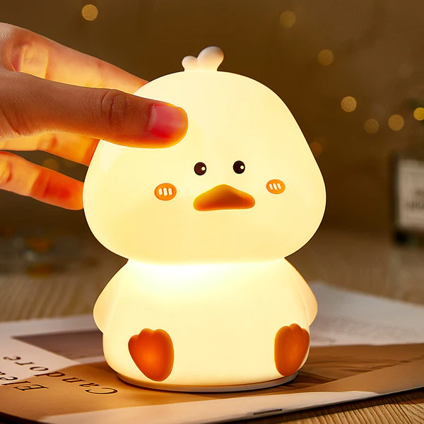 MyFluff 🦆 Squishy Silicone Shy Duck LED Night Light - Perfect Gift for Kids and Girls