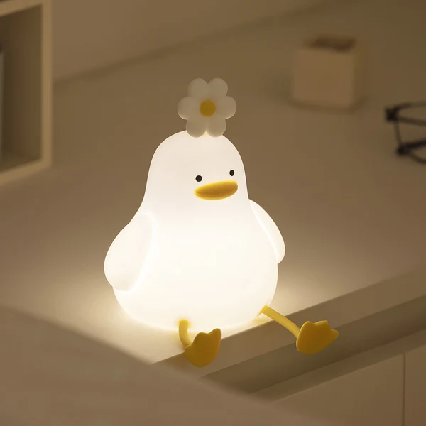 MyFluff 🦆Kawaii Flower Duck LED Squishy Night Light For Gift USB Rechargeable Duck Lamp