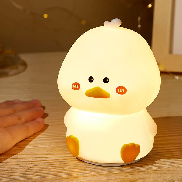 MyFluff 🦆 Squishy Silicone Shy Duck LED Night Light - Perfect Gift for Kids and Girls