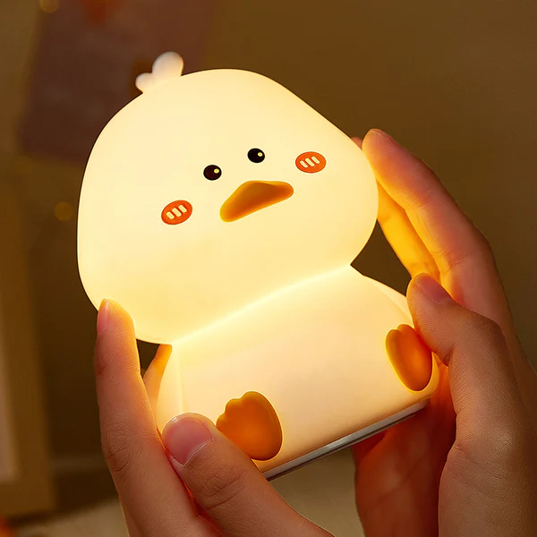 MyFluff 🦆 Squishy Silicone Shy Duck LED Night Light - Perfect Gift for Kids and Girls