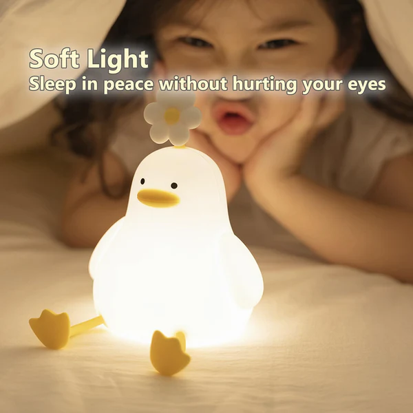 MyFluff 🦆Kawaii Flower Duck LED Squishy Night Light For Gift USB Rechargeable Duck Lamp