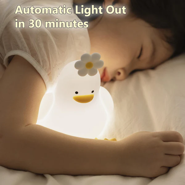 MyFluff 🦆Kawaii Flower Duck LED Squishy Night Light For Gift USB Rechargeable Duck Lamp